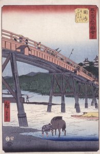 #39 Okasaki - De "Vistas del Tokaido, la carretera nacional de Tokio a Kioto" (xilografía en color) de Ando or Utagawa Hiroshige