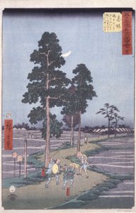 Akasaka (xilografía en color) de Ando or Utagawa Hiroshige