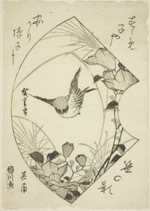 Flor de otoño y gorrión, c.1835 (xilografía; koban) de Ando or Utagawa Hiroshige