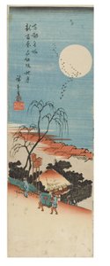 Luna de otoño sobre el Nuevo Yoshiwara de la serie Vistas famosas de la capital oriental, c.1837-1838 (xilografía sobre papel) de Ando or Utagawa Hiroshige