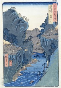Ferry de Cesta, Kagowatashi, Provincia de Hida de Ando or Utagawa Hiroshige
