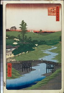 Cien vistas famosas de Edo: Hiroo en el río Furukawa de Ando or Utagawa Hiroshige