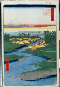 Cien vistas famosas de Edo: Horie y Nekozane de Ando or Utagawa Hiroshige