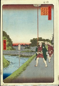 Cien vistas famosas de Edo: Colina Kinokuni y vista distante de Akasaka y el estanque Tameike de Ando or Utagawa Hiroshige