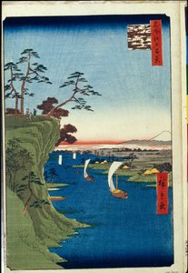 Cien vistas famosas de Edo: Vista de Konodai y el río Tone de Ando or Utagawa Hiroshige