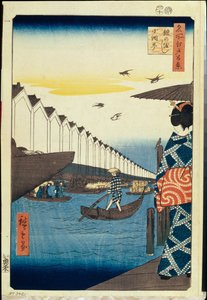 Cien vistas famosas de Edo: Yoroi no watashi Koami-cho de Ando or Utagawa Hiroshige