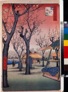 Xilografía japonesa: the plum orchard in Kamata (Tokyo, Japan) - Serie cent vue celebres d