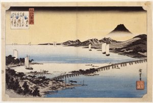Evening Glow At Seta (impresión xilográfica en color) de Ando or Utagawa Hiroshige