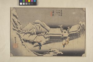 Nieve vespertina en Kambora de Ando or Utagawa Hiroshige