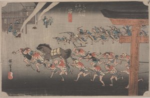 Festival en el Santuario Atsuta de Ando or Utagawa Hiroshige
