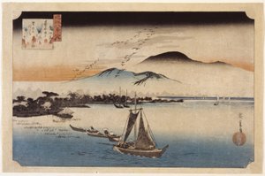 Geese Homing At Katata (xilografía en color) de Ando or Utagawa Hiroshige