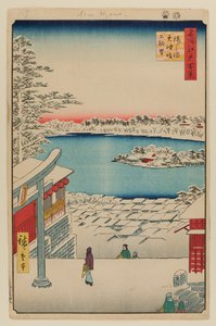 Vista de la colina, Santuario Yushima Tenjin de Ando or Utagawa Hiroshige