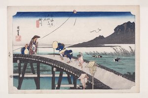 Kakegawa: Vista de la Montaña Akiba de Ando or Utagawa Hiroshige