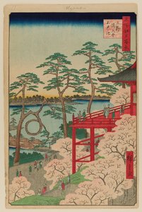 Sala Kiyomizu y estanque Shinobazu en Ueno de Ando or Utagawa Hiroshige