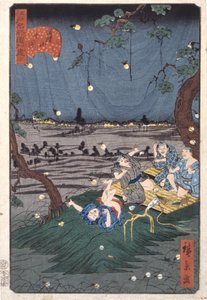 Escuchando a los grillos en D?kanyama (20) (D?kanyama Mushikiki) (xilografía en color) de Ando or Utagawa Hiroshige