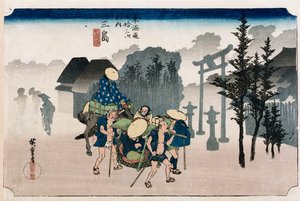 Niebla matutina en Mishima, de la serie "Las cincuenta y tres estaciones del Tokaido", c.1834 de Ando or Utagawa Hiroshige