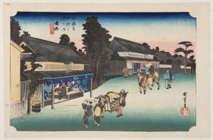 Narumi: Famosa tela teñida de Arimatsu de Ando or Utagawa Hiroshige