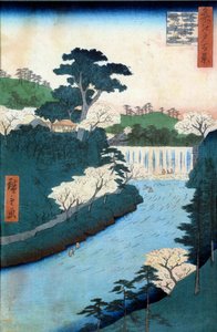 Cien vistas famosas de Edo: presa del río Otonashioji de Ando or Utagawa Hiroshige