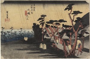 La lluvia de la princesa Tora, O_iso, c. 1833 de Ando or Utagawa Hiroshige