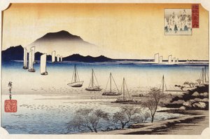 Retorno de las velas en Yabase (xilografía en color) de Ando or Utagawa Hiroshige