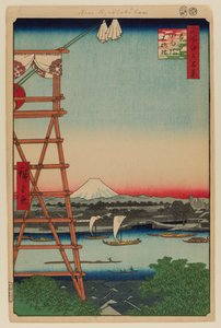 Ryogoku Ekoin y puente Moto-Yanagibashi de Ando or Utagawa Hiroshige