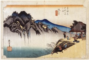 Sakanoshita (xilografía en color) de Ando or Utagawa Hiroshige