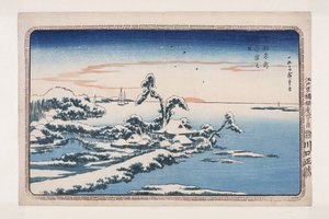 Nieve en el día de Año Nuevo en Susaki (Susaki yuki no hatsuhi) de Ando or Utagawa Hiroshige