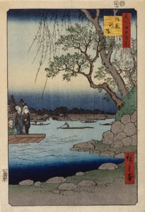 Stables Embankment (xilografía en color) de Ando or Utagawa Hiroshige