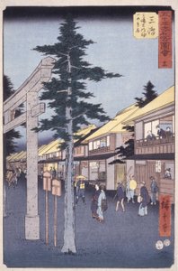 Estación 12, Mishima (xilografía) de Ando or Utagawa Hiroshige