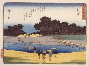 Estación 23, Fujieda (xilografía en color) de Ando or Utagawa Hiroshige