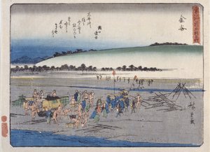 Estación 25, Kanaya (xilografía en color) de Ando or Utagawa Hiroshige