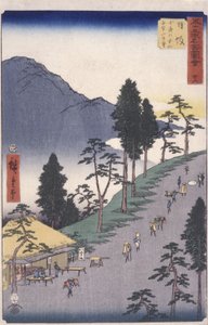 Estación 26, Nissaka (xilografía en color) de Ando or Utagawa Hiroshige