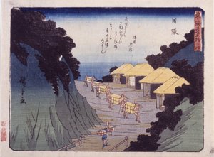 Estación 26, Nissaka (xilografía en color) de Ando or Utagawa Hiroshige