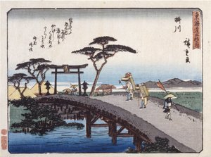 Estación 27, Kakegawa (xilografía en color) de Ando or Utagawa Hiroshige