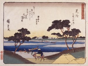 Estación 29, Mitsuke (xilografía en color) de Ando or Utagawa Hiroshige