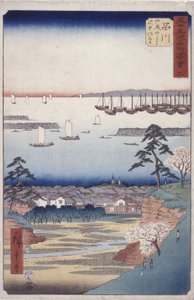 Estación 2, Shinagawa (xilografía) de Ando or Utagawa Hiroshige
