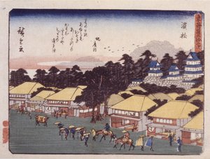 Estación 30, Hamamatsu (xilografía en color) de Ando or Utagawa Hiroshige