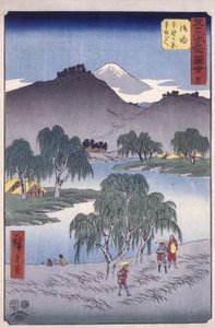 Estación 36, Goyu; Serie Kyoka Tokaido (xilografía en color) de Ando or Utagawa Hiroshige