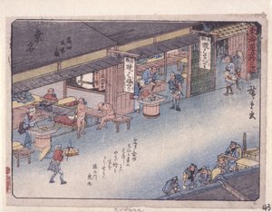 Estación 43, Kuwana (xilografía en color) de Ando or Utagawa Hiroshige