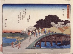 Estación 44, Yokkaichi (xilografía en color) de Ando or Utagawa Hiroshige