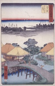 Estación 44, Yokkaichi (xilografía en color) de Ando or Utagawa Hiroshige