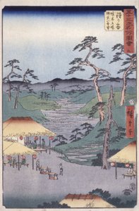 Estación 5, Hodogaya (xilografía) de Ando or Utagawa Hiroshige