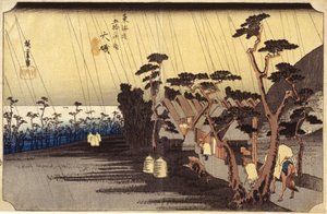 Estación 9, Oiso (xilografía) de Ando or Utagawa Hiroshige