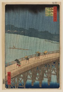 Lluvia repentina sobre el puente Shin Ohashi y Atake