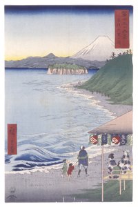 La playa de los siete ri en la provincia de Sagami (Sagami Shichi-Ri Ga Hama) (xilografía en color) de Ando or Utagawa Hiroshige