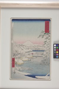 La ribera del río Sukiya en la capital oriental (T?to: Sukiyagashi) (xilografía en color)