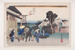 Totsuka: Bifurcación de Motomachi de Ando or Utagawa Hiroshige