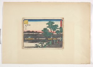 Vista de Saruwakacho desde Matsuchiyama (xilografía en color) de Ando or Utagawa Hiroshige