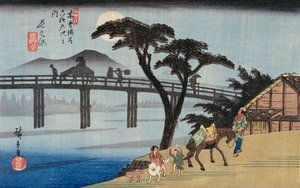 Sauce en la Salida de Shimabara, Ilustración de "Lugares Famosos de Kioto" de Ando or Utagawa Hiroshige