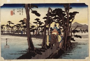 Yoshiwara (xilografía en color) de Ando or Utagawa Hiroshige